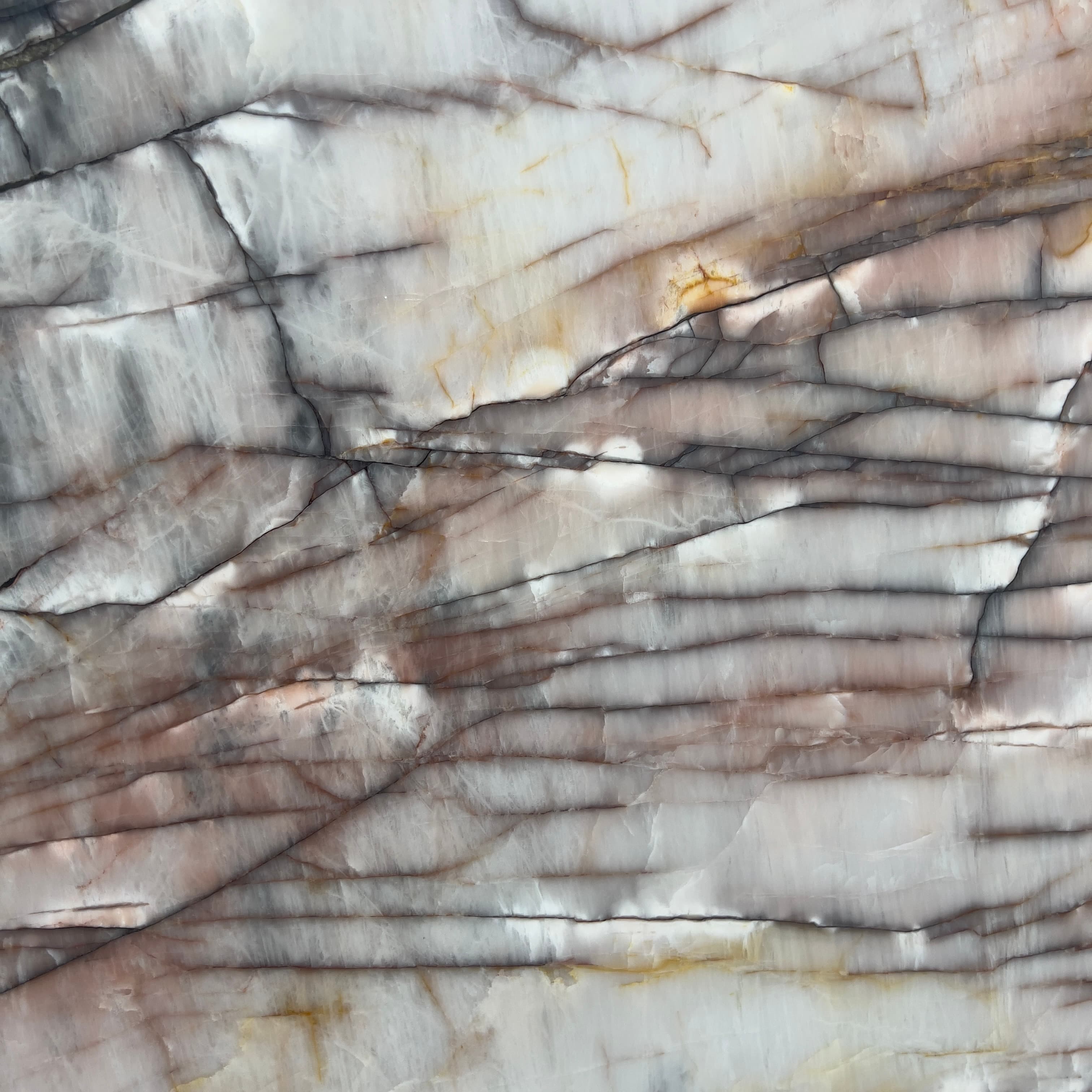 Juliet, a quartzite slab, at KLZ Stone Supply in Dallas