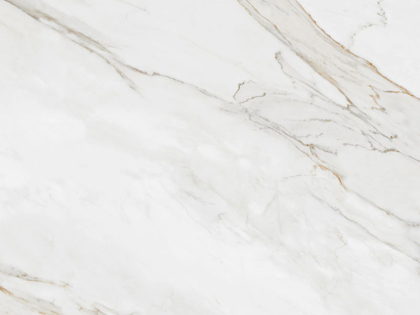 Calacatta Borghini porcelain, white with fine grey and gold veining