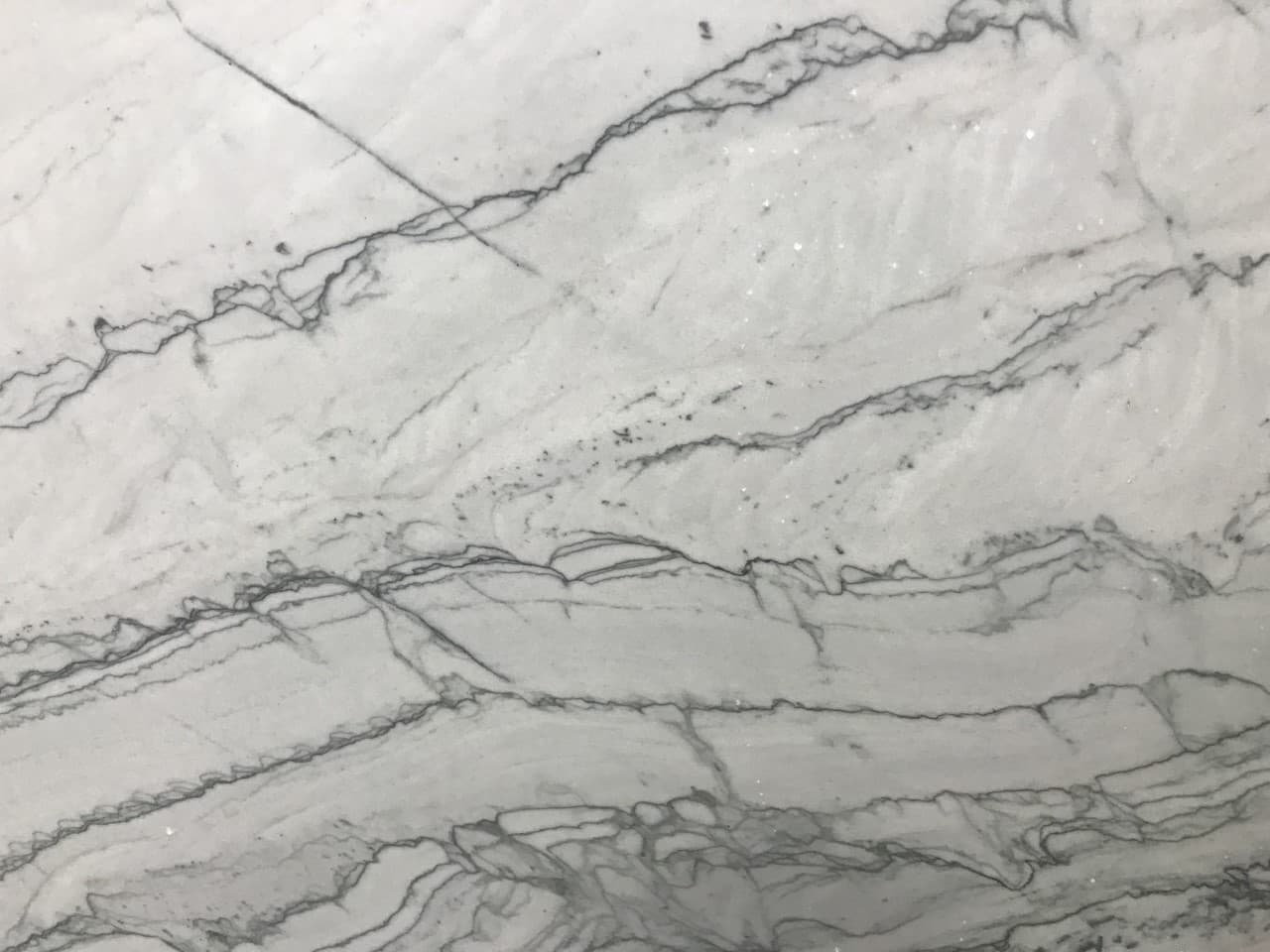 Infinity White, a quartzite slab, at KLZ Stone Supply in Dallas