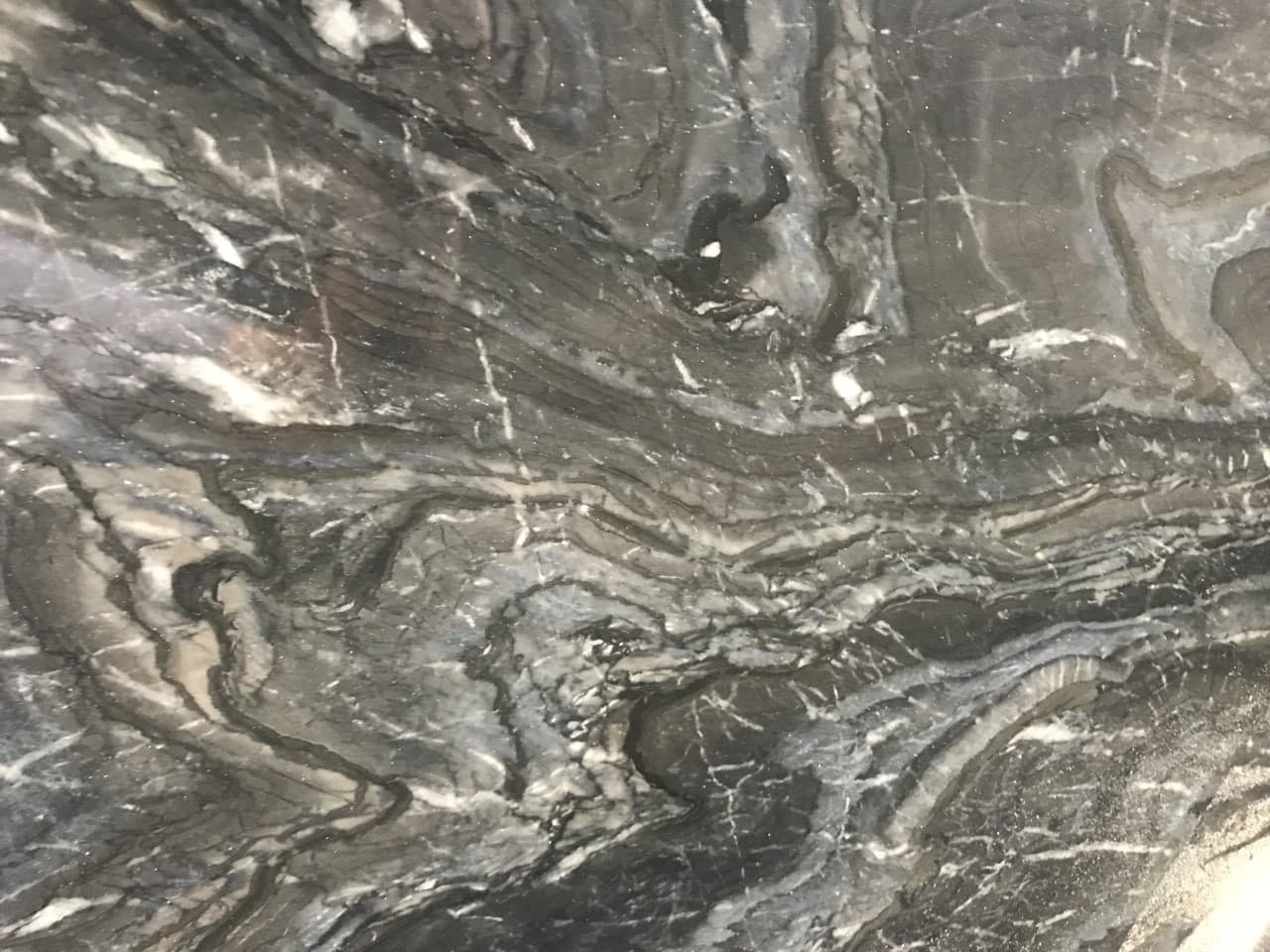 Distortion, a marble slab, at KLZ Stone Supply in Dallas