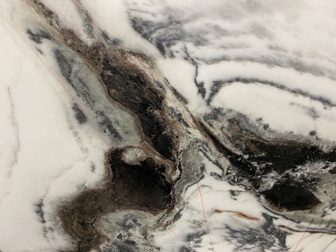 Panda, a marble slab, at KLZ Stone Supply in Dallas