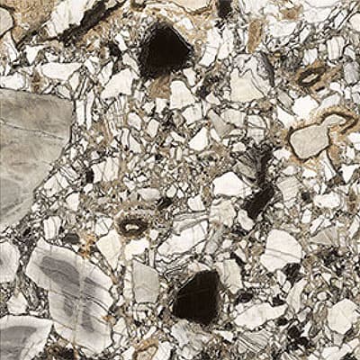 White Santorini, a porcelain slab, at KLZ Stone Supply in Dallas