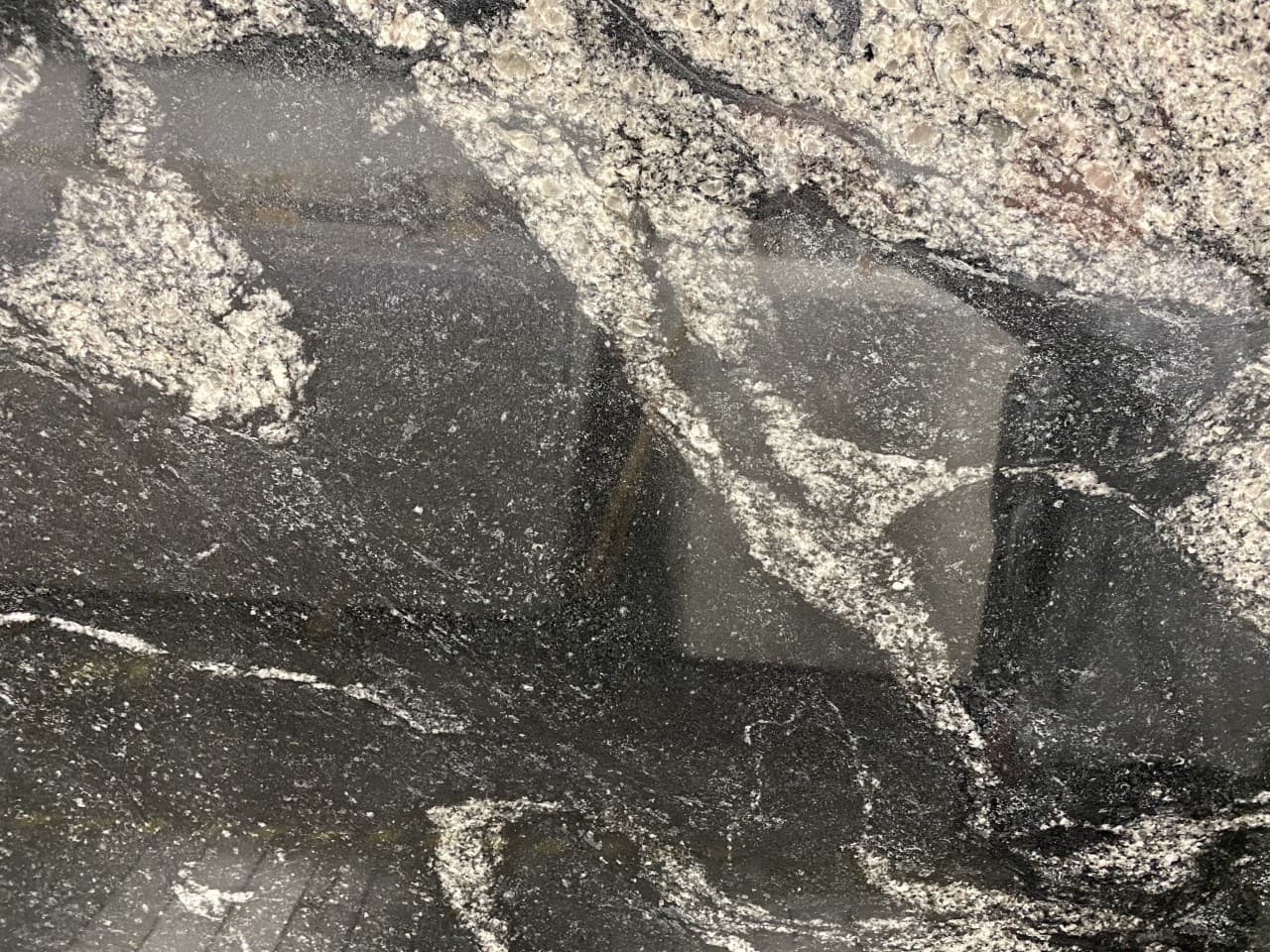 Titanium Silver, a granite slab, at KLZ Stone Supply in Dallas