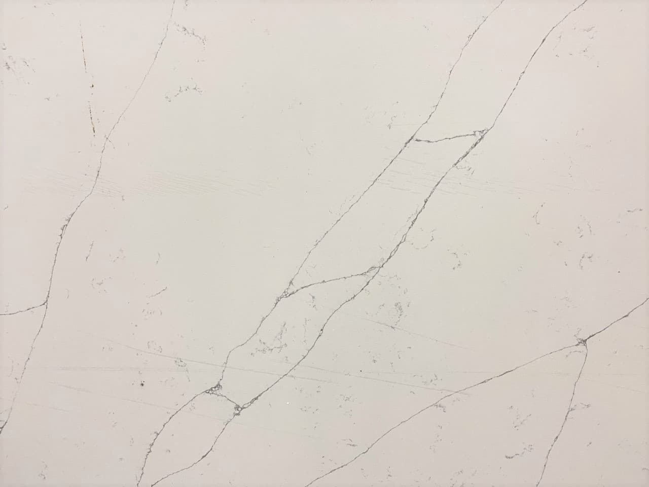 Calacatta Raphael, a quartz slab, at KLZ Stone Supply in Dallas