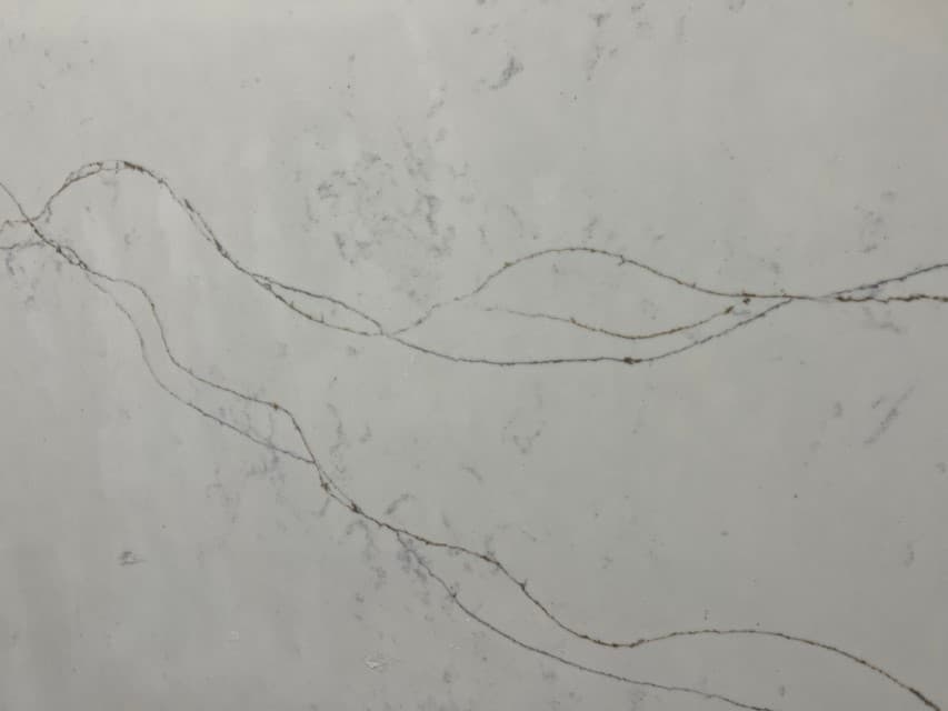 Statuario Nuova SP, a quartz slab, at KLZ Stone Supply in Dallas