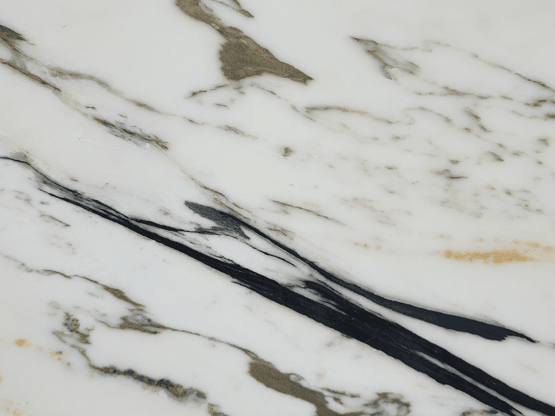 Orient Calacatta White, a marble slab, at KLZ Stone Supply in Dallas