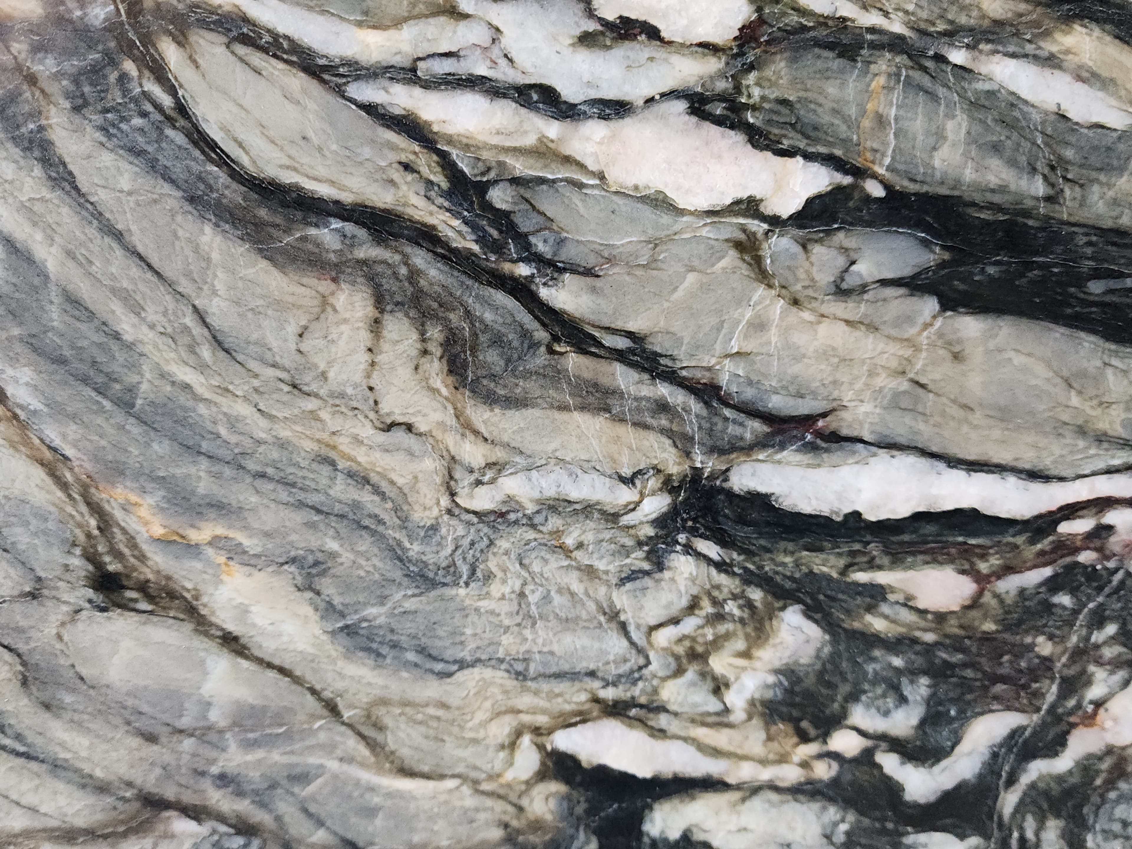Tempest Crystal, a quartzite slab, at KLZ Stone Supply in Dallas