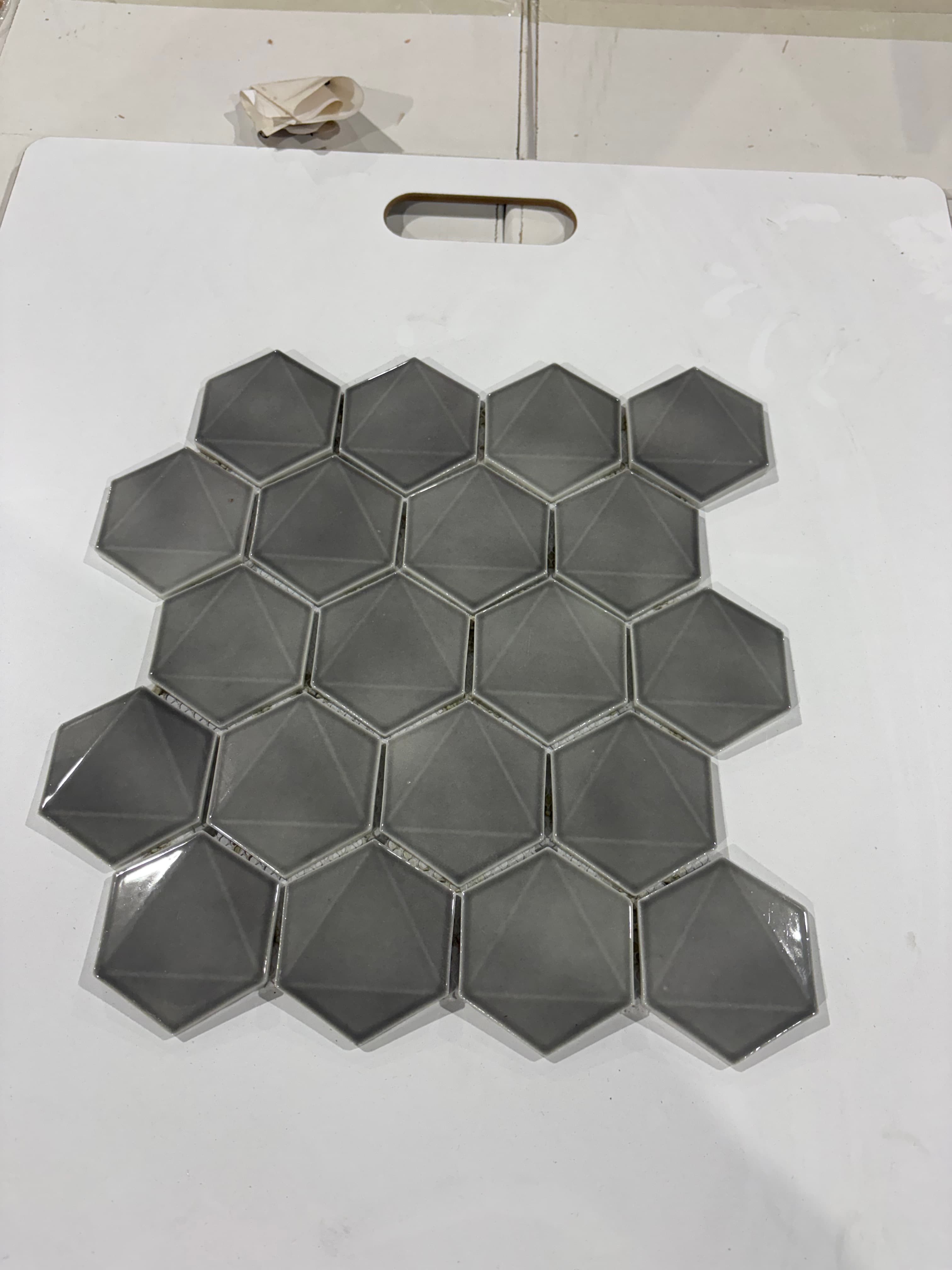 3D Hexagon Light Grey, deco, tile
