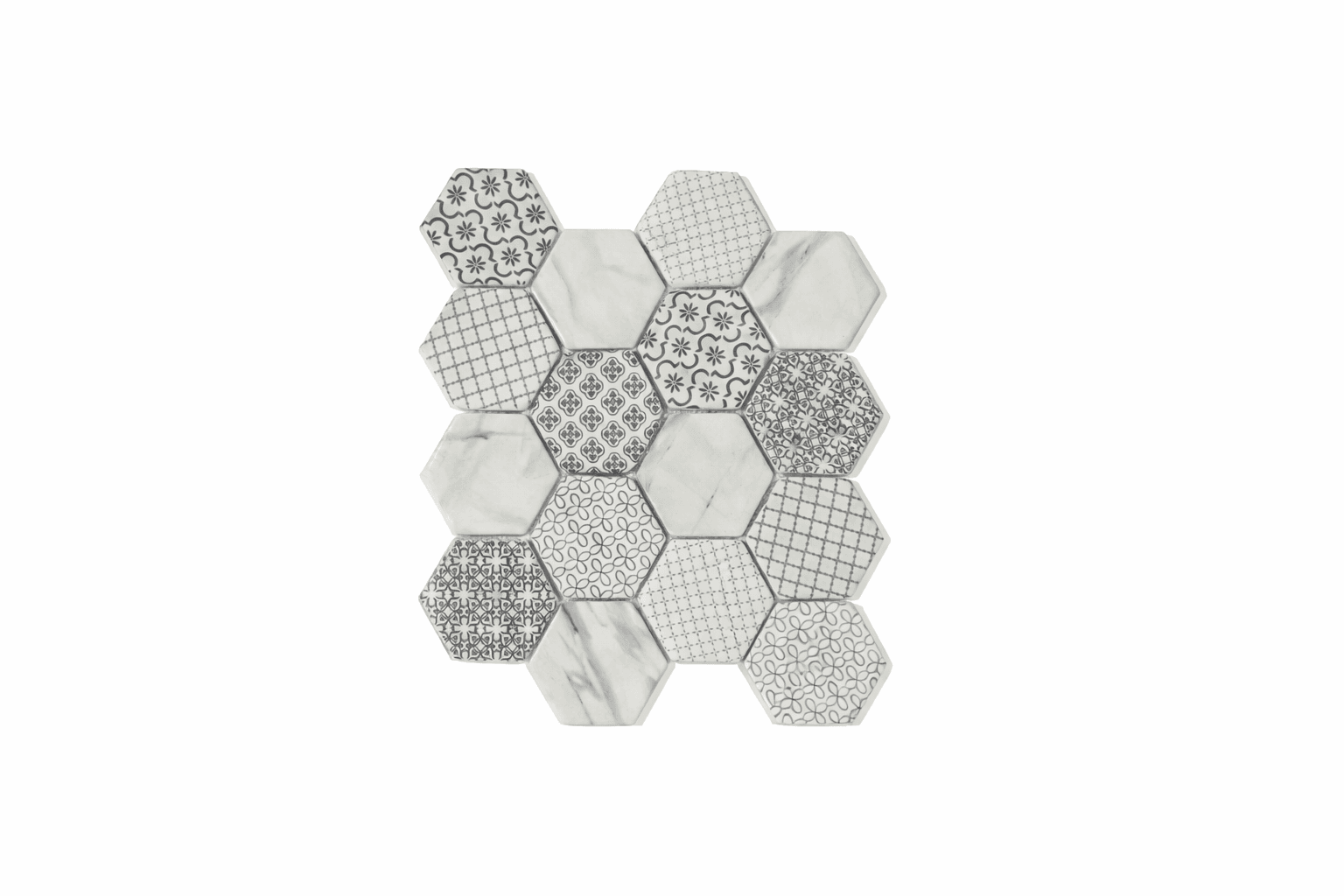 Hexagon Black/White, deco, tile