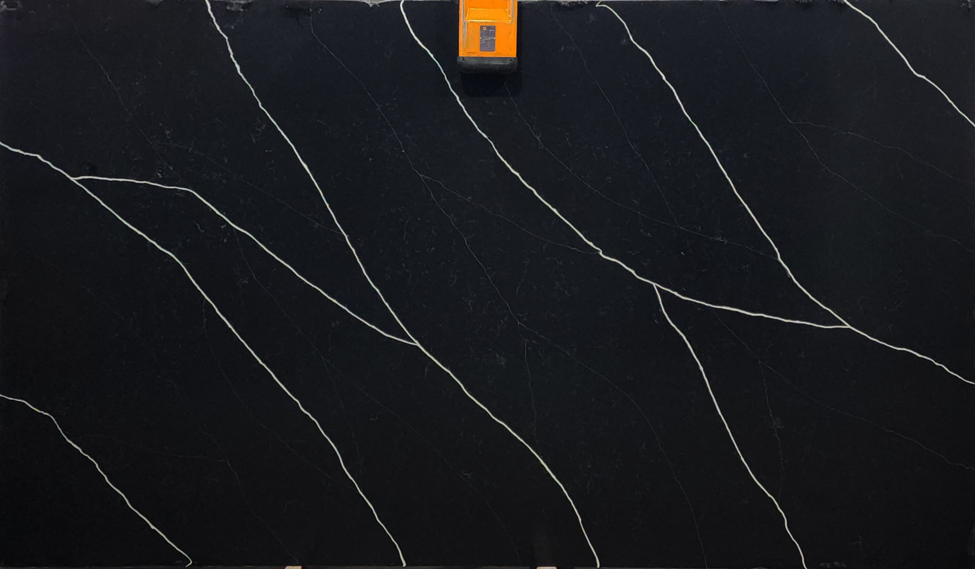 Thunder Black, a quartz slab, at KLZ Stone Supply in Dallas