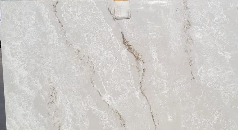 PF Diamond White, a quartz slab, at KLZ Stone Supply in Dallas