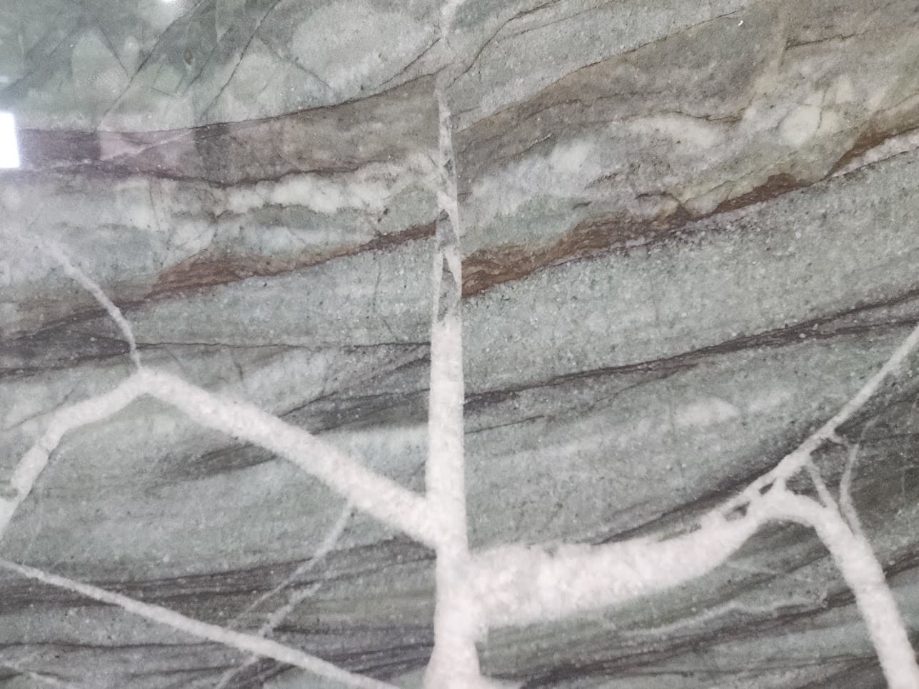 Taiga Crystal, a quartzite slab, at KLZ Stone Supply in Dallas